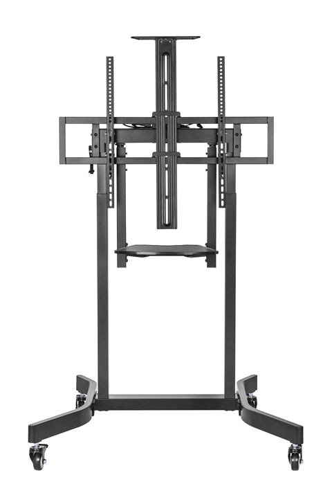Brateck Deluxe Motorized Large TV Cart with Manual Tilt, Equipment Shelf and Camera Mount Fit 55'-100' Up to 120kg- Matte Black （LS）, TTL14-68TW-BLK