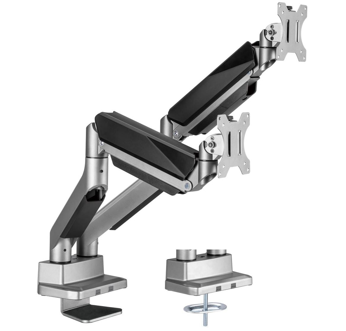 mbeat activiva Heavy Duty Dual Monitor Screen Gas Spring Monitor Arm Support:For monitors 17'-35'', each up to15kg. Integrated 180° Rotation, ACA-HMA-DGS01Y