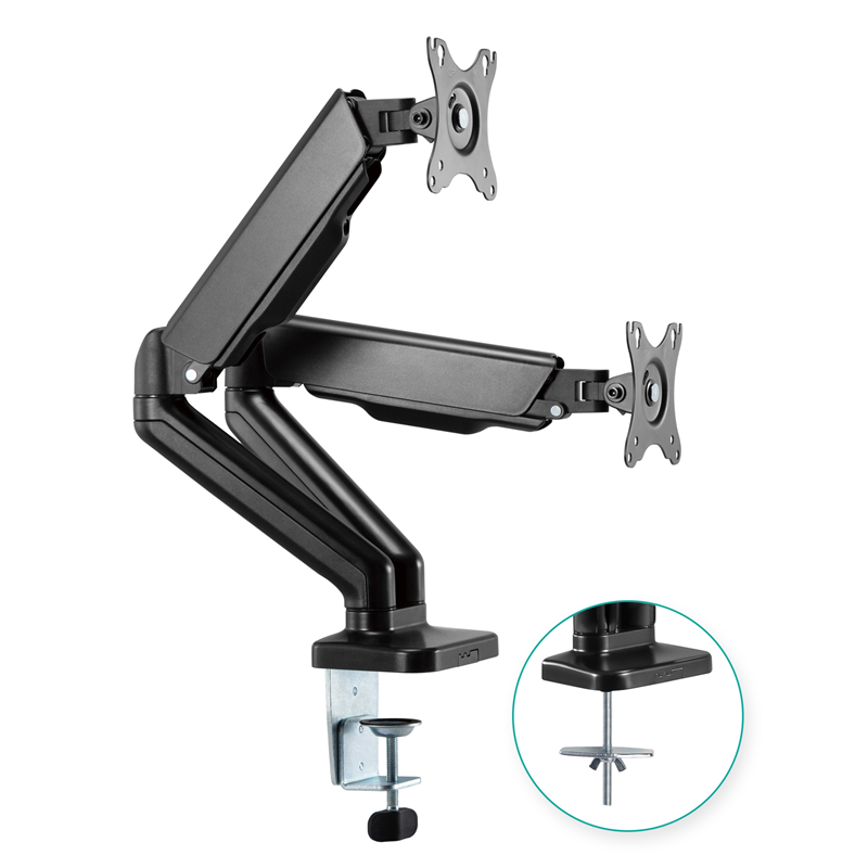 mbeat activiva ErgoLife Dual Monitor Screen Steel Gas Spring Monitor Arm Built-in Spring Tension Cable Management Net Weight 4kg, ACA-MMA-DGC01K