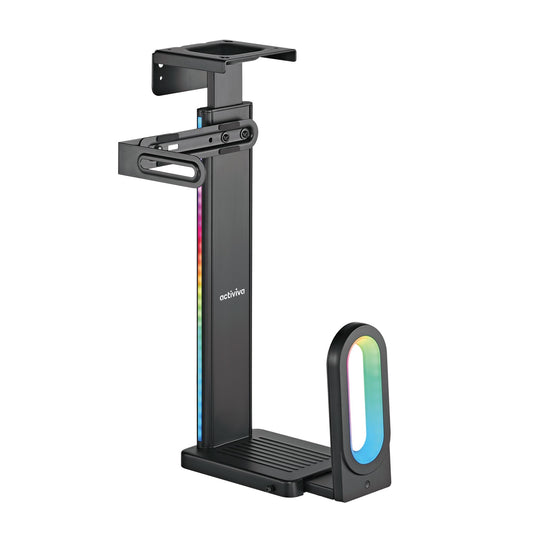 mbeat activiva RGB Ultra-Wide Adjustable Wall & Under-Desk Gaming PC Mount Heavy-Duty Weight Capacity 20kg, ACA-MNT-RGB01K