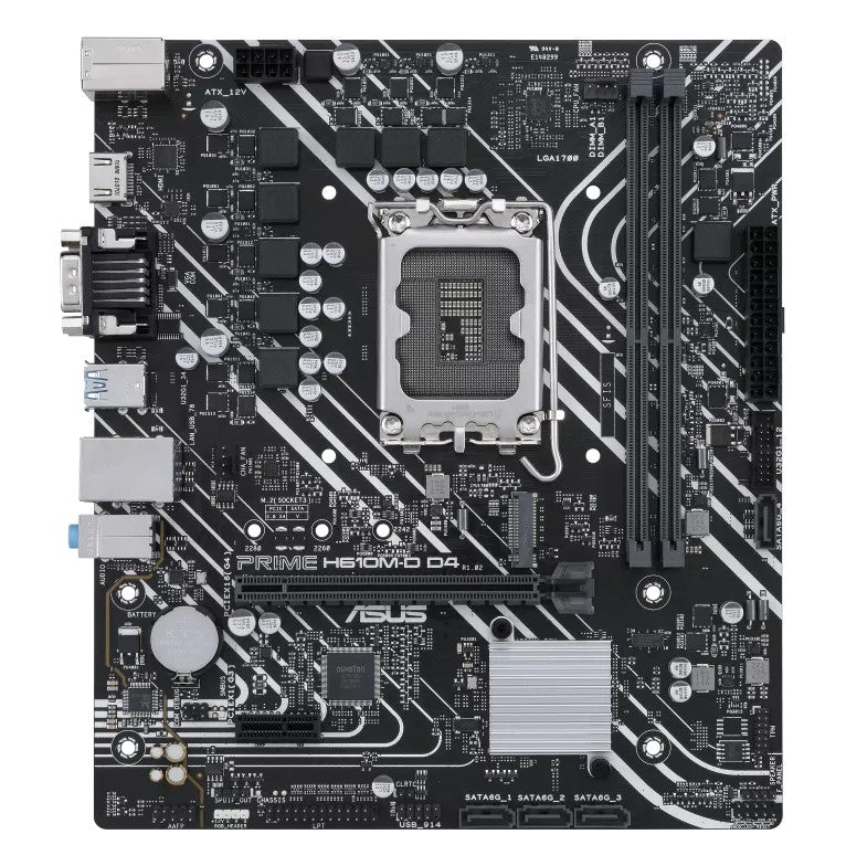 ASUS H610M PRIME H610M-D D4-CSM Intel LGA 1700 mATX Motherboard, DDR4 64GB, PCIe4.0, M.2, 1Gb Ethernet, HDMI, D-SUB, USB3.2 Gen1, SATA 6Gbps