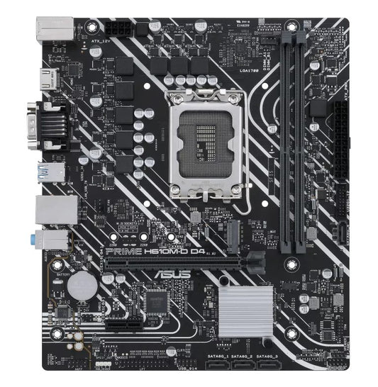 ASUS H610M PRIME H610M-D D4-CSM Intel LGA 1700 mATX Motherboard, DDR4 64GB, PCIe4.0, M.2, 1Gb Ethernet, HDMI, D-SUB, USB3.2 Gen1, SATA 6Gbps