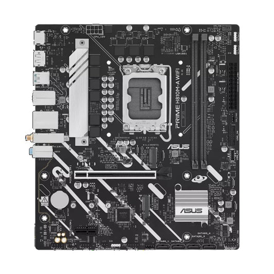 ASUS PRIME H810M-A WIFI-CSM Micro-ATX Motherboard Up to 128GB DDR5 (2x Slots), 1 x PCIe 4.0 x16, 2 x M.2, 4 x SATA, WiFi 6, HDMI, DP