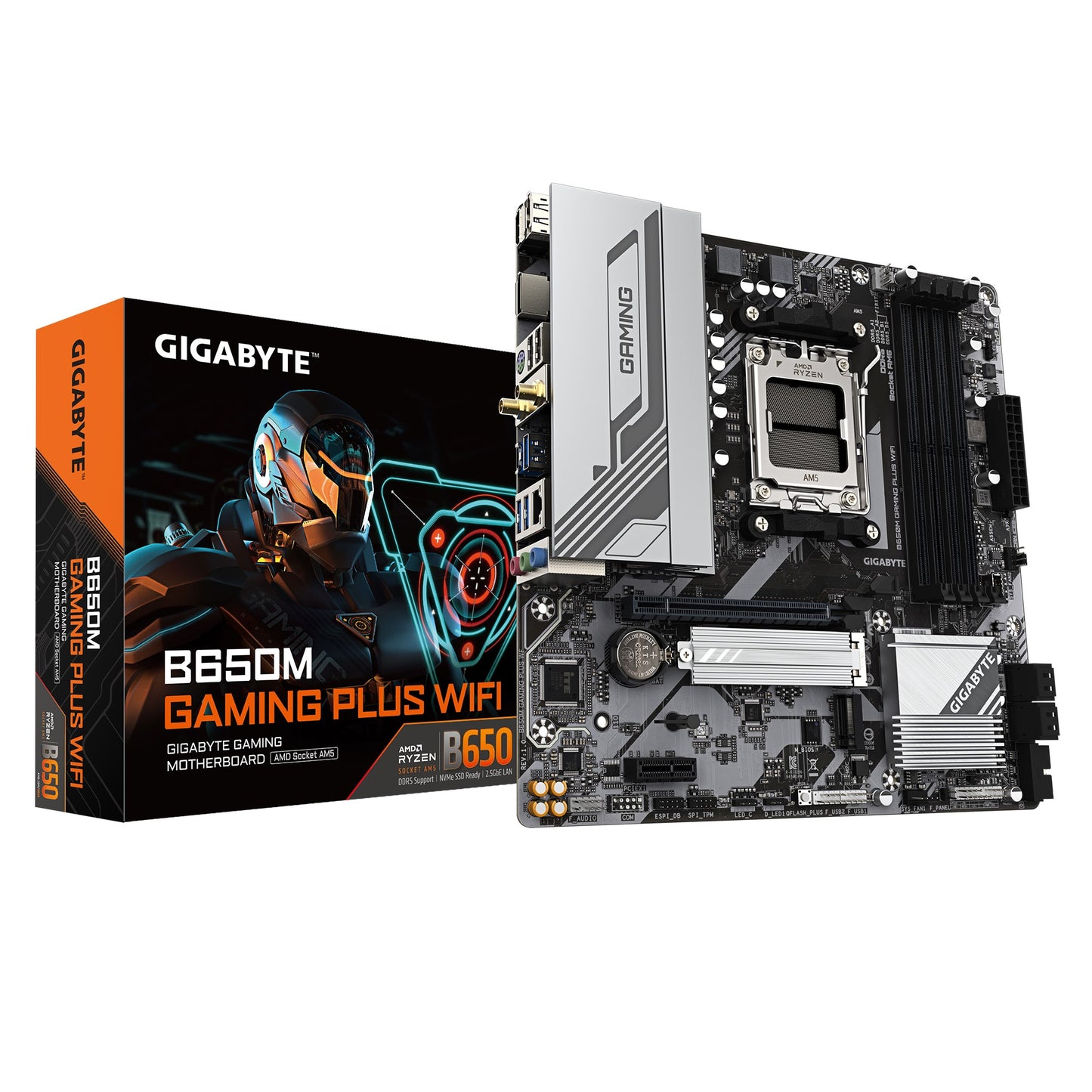 Gigabyte B650M GAMING PLUS WIFI, AMD AM5, 4 x DDR5up to 256 G, 1 x HDMI, 1 x PCI Express x16, 2 x M.2, 4 x SATA, 4 x USB 3.2, GA-B650M GAMING PLUS WIFI
