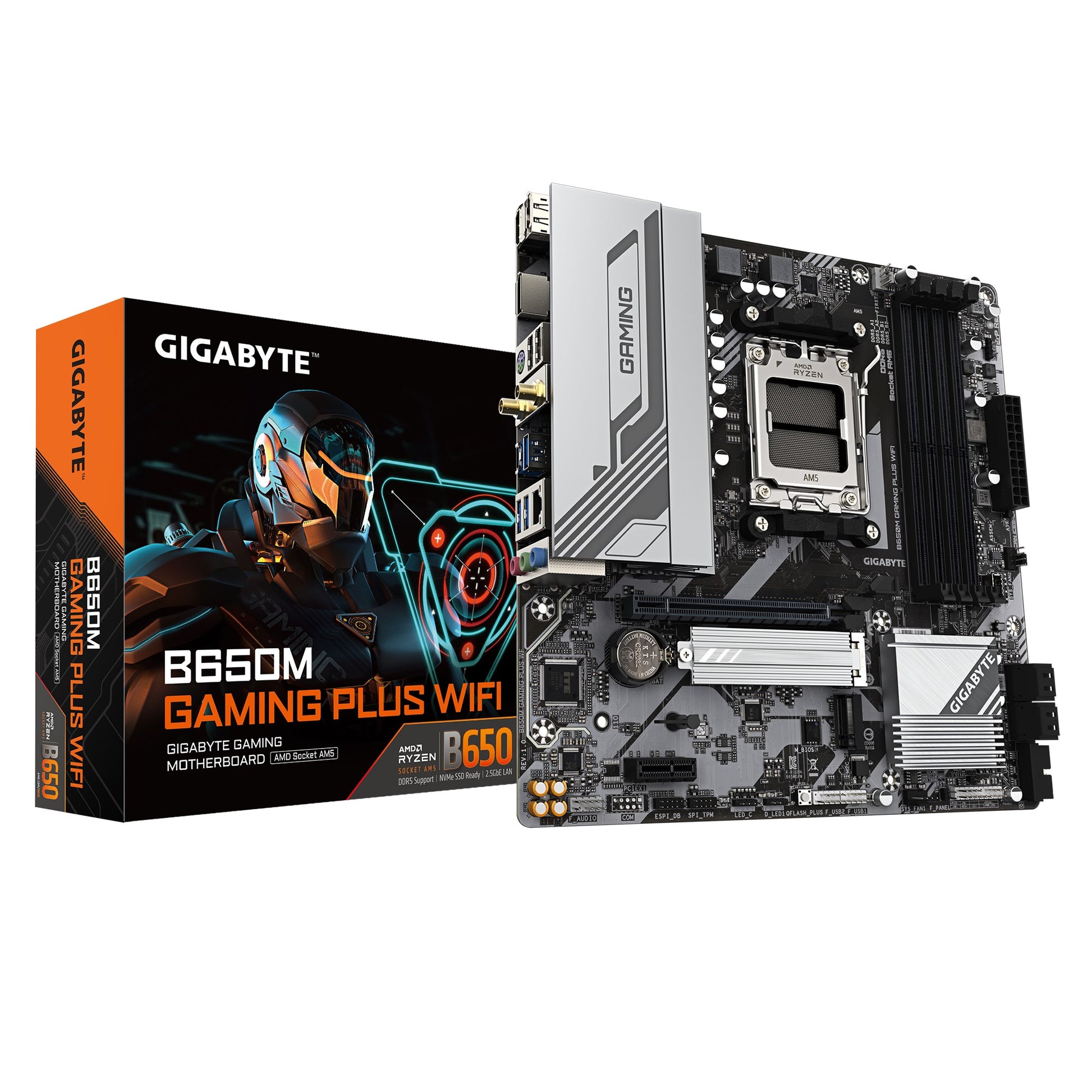 Gigabyte B650M GAMING PLUS WIFI, AMD AM5, 4 x DDR5up to 256 G, 1 x HDMI, 1 x PCI Express x16, 2 x M.2, 4 x SATA, 4 x USB 3.2, GA-B650M GAMING PLUS WIFI