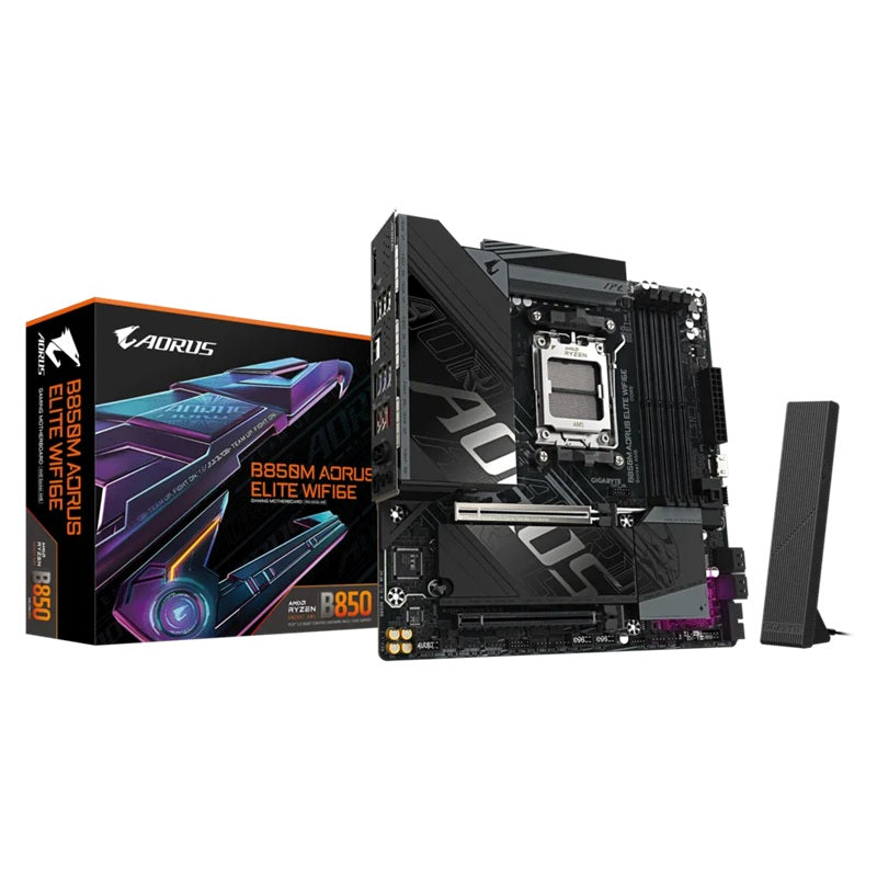 Gigabyte B850M A ELT WF6E, AM5 board with B850 chipset, DDR5 256GB, 16x PCIe5, dual M.2, 2.5GbE, Wi-Fi 6E, DP, rich USB SATA, 7.1 audio support, B850M AORUS ELITE WIFI6E