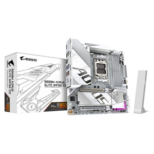 Gigabyte (LS) Gigabyte B850M A ELT WF6E ICE, AMD AM5, 4 x DDR5 up to 256 GB, 1 x HDMI, 1 x PCI Express x16, 2 x M.2, 4 x SATA, 9 x USB 3.2