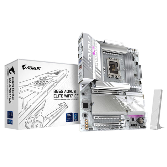 Gigabyte (LS) Gigabyte M/B B860 A ELITE WF7 ICE 1.0, Intel B860, 4 x DDR5 up to 256 GB, 2x HDMI, 3 x PCI Express x16, 3 x M.2, 4 x SATA, 6 x USB 3.2