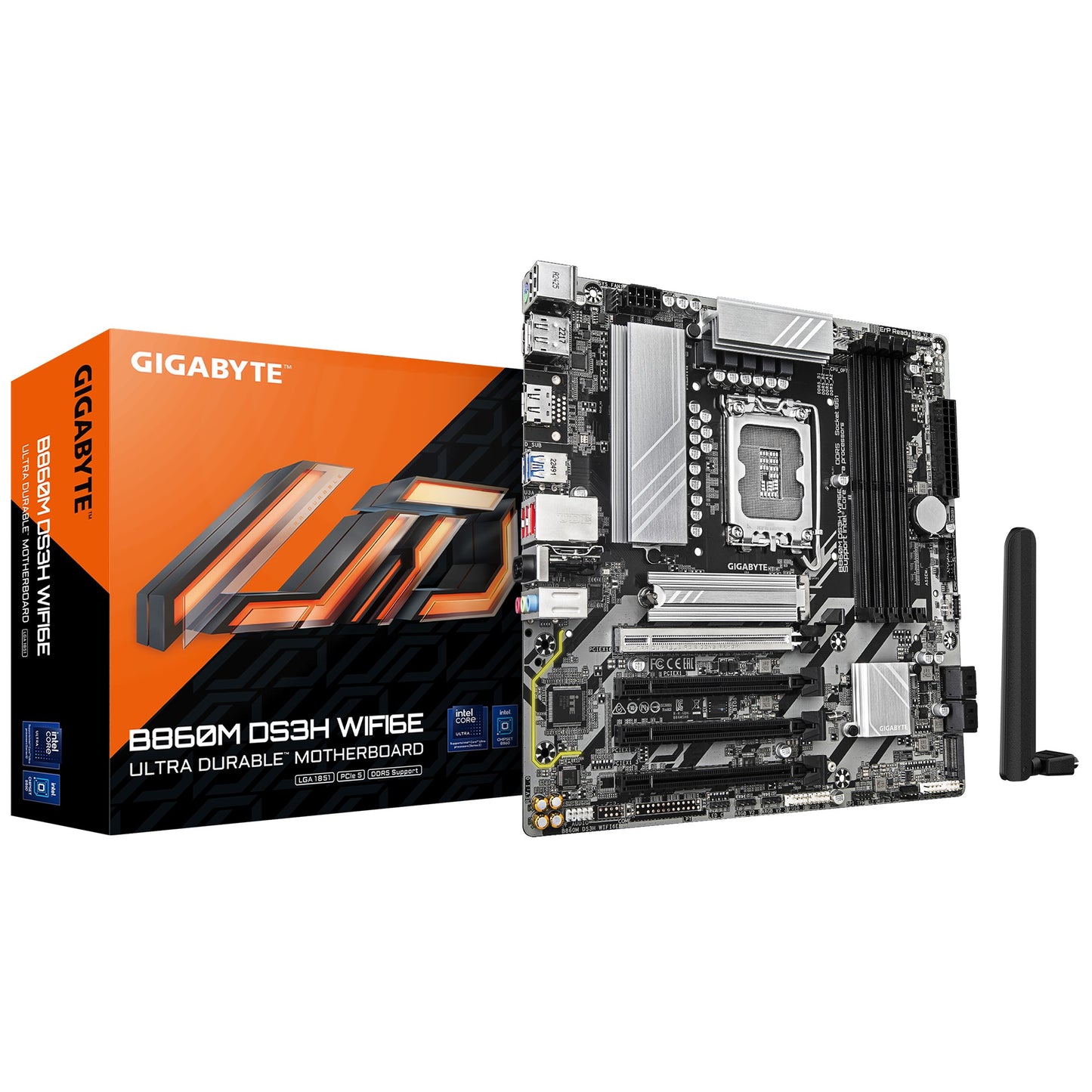 Gigabyte M/B B860M DS3H WIFI6E 1.0, Intel B860, 4 x DDR5 up to 256 GB, 1x HDMI, 4 x PCI Express x16, 2 x M.2, 4 x SATA, 5x USB 3.2