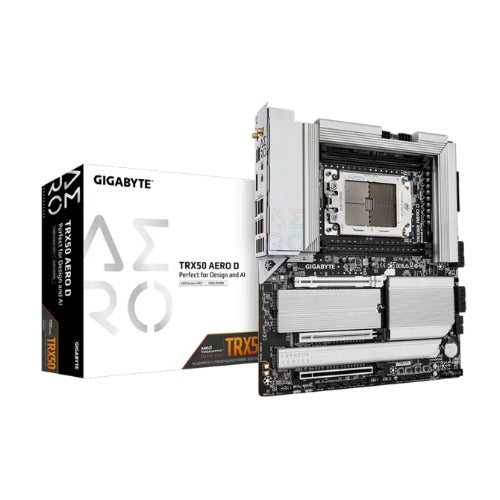 Gigabyte (LS) Gigabyte TRX50 AERO D AMD Ryzen Motherboard 4x DDR5~256GB,2x PCIe x16 slots, 4x M.2, 8x SATA 6Gb/s connectors, 11x USB 3.2, 4x USB2.0, 2x