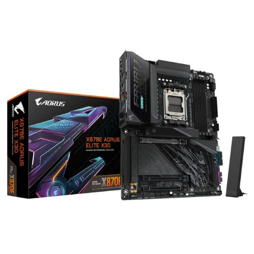 Gigabyte X870E AORUS ELITE X3D AM5 ATX, Ryzen 9000/8000/7000, 4xDDR5 256GB, PCIe 5.0 M.2, USB4, Wi-Fi 7, BT 5.4, 5GbE LAN, ALC1220, HDMI, Q-Flash Plus, X870E A ELITE X