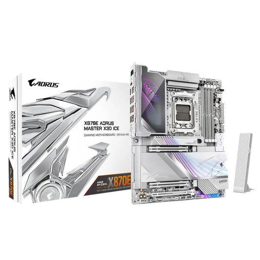 Gigabyte X870E A MASTER X3D ICE: AM5, DDR5 256GB, ALC1220, 10GbE+5GbE LAN, Wi-Fi 7, BT 5.4, Q-Flash, GCC, ATX, Win11, Ryzen 7000-9000, X870E A MASTER X ICE