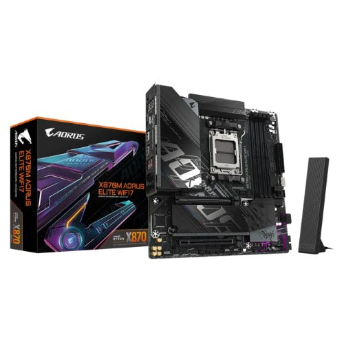Gigabyte X870 AM5 ATX, Ryzen 9000/8000/7000, 4xDDR5 256GB, PCIe 5.0 M.2, USB4, Wi-Fi 7, BT 5.4, 5GbE LAN, ALC1220, HDMI, Win11 64-bit, X870M A ELITE WF7