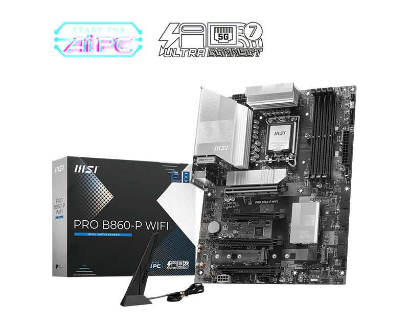 MSI PRO B860-P WIFI, INTEL B860, 4x DDR5 256GB, 1x HDMI, 4x PCI-E x16, 3x M.2, 4x SATA, 8x USB 2.0, Intel Wi-Fi 7