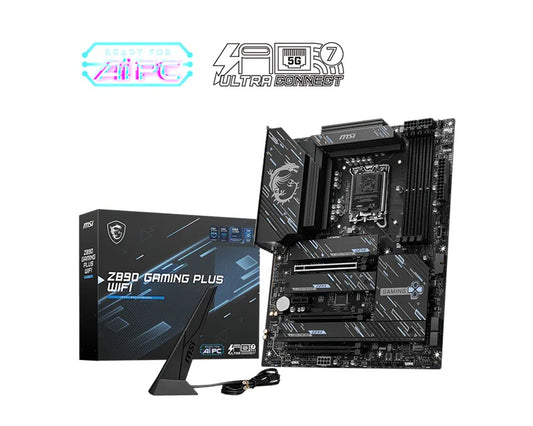MSI Z890 GAMING PLUS WIFI Motherboard, 4x DDR5 256GB, 3x PCI-E x 16, 1x PCI-E x 1, 4x M.2, 4x SATA 6G, 3x USB 3, 2x USB-C, 4 x USB 2