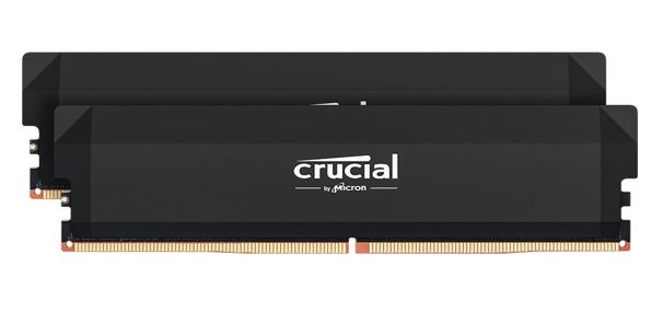 Micron (Crucial) Crucial Pro 32GB (2x16GB) DDR5 UDIMM 6400MHz CL32 Black Heat Spreader Overclocking Support Intel XMP AMD Ryzen Desktop PC Gaming Memory, CP2K16G64C32U5B
