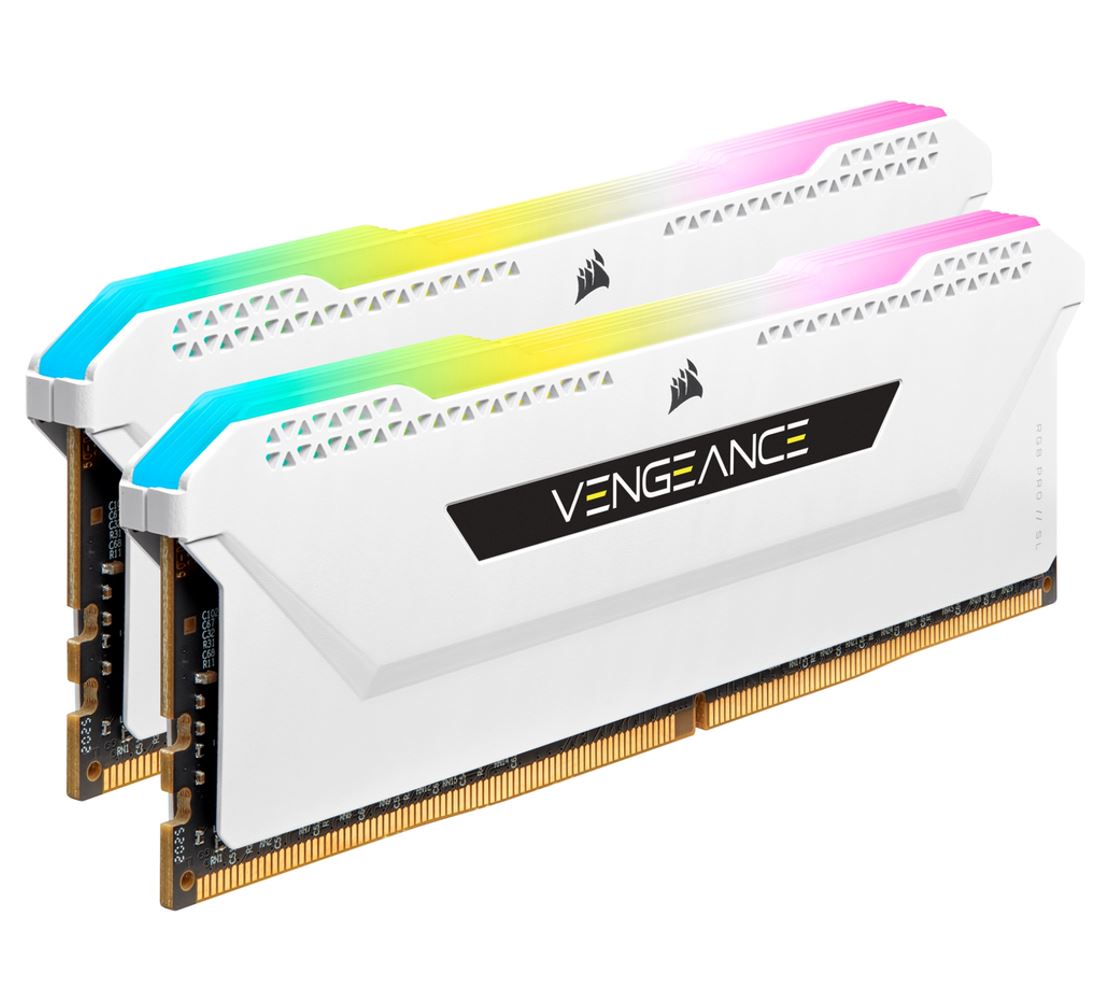Corsair Vengeance RGB PRO SL 32GB (2x16GB) DDR4 3600Mhz C18 White Heatspreader Desktop Gaming Memory, CMH32GX4M2D3600C18W
