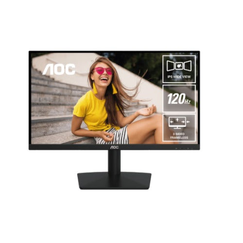 AOC 23.8' 120Hz IPS Monitor: 1080p IPS, 120Hz refresh, 1ms MPRT, 250 nits, 178° view, HDMI/VGA, sRGB 118%, tilt adjustable, VESA mountable, 24B15H3