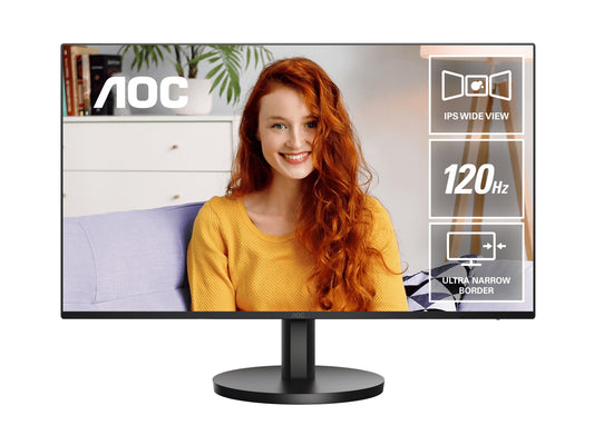 AOC 23.8' IPS 1ms 120hz, Ultra Slim, Speakers, Flicker Free, FHD 1920x1080@100Hz - HDMI, 1920x1080@60Hz - VGA. VESA 100 x 100, Earphone.Office Monitor, 24B3HA3