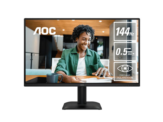 AOC 23.8' IPS, 1920x1080@144Hz, 4ms GtG, 300 cd/m², 1500:1, 178° VA, sRGB 112%, HDMI/DP, tilt -5°~23°, 16.7M colors, 16W (LS), 24E40L