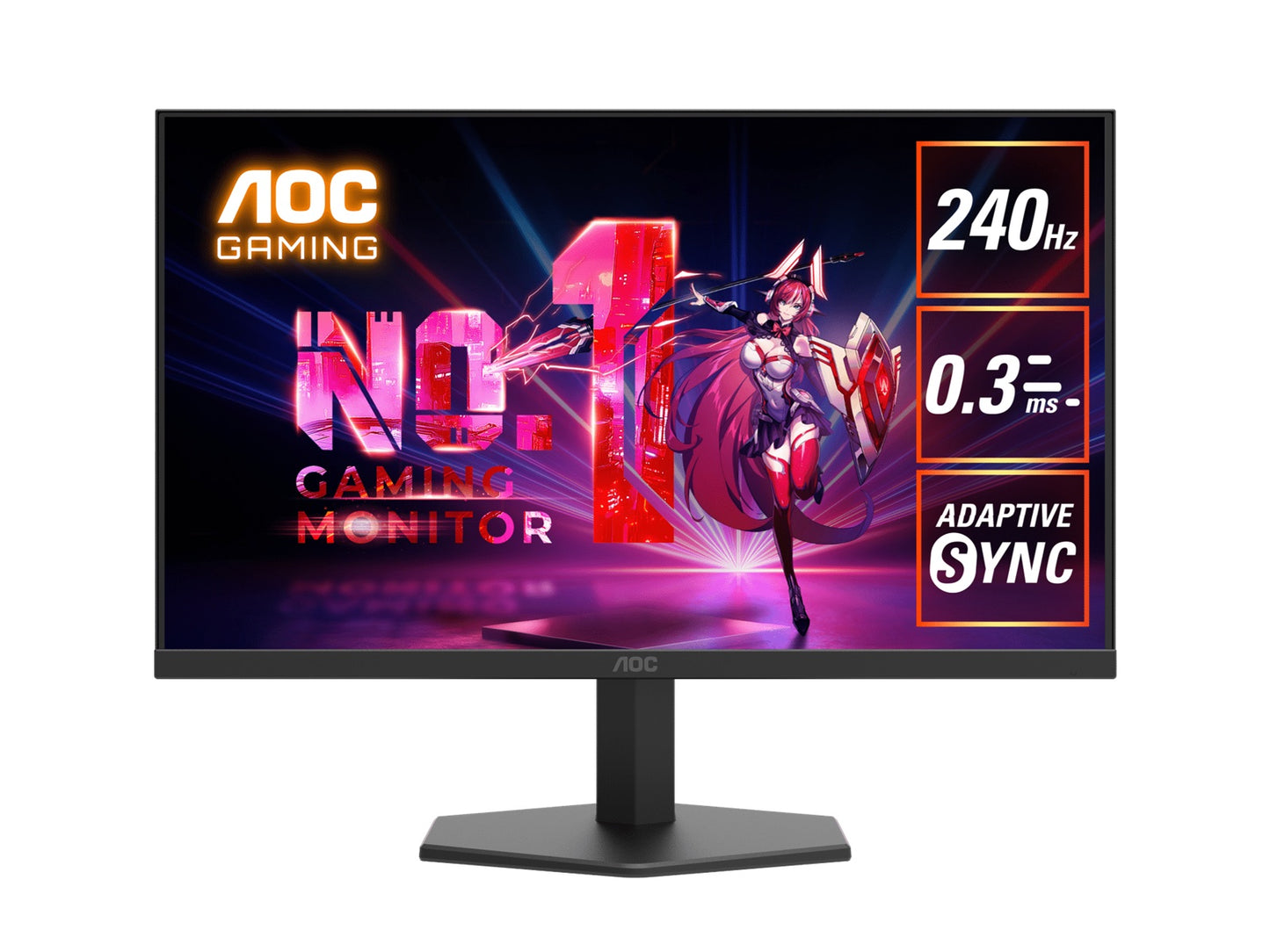 AOC 23.8' IPS 1920 x 1080 FHD, 240Hz, HDR10, 0.3ms,Adaptive Sync,HDMI 2.0 x 1, DisplayPort 1.4 x 1, Gaming Monitor (LS), 24G11ZE