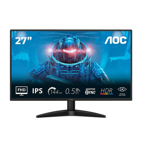 AOC 27B36X, 27″ IPS, 1920x1080@144Hz, 0.5ms MPRT, 300 nits, 1500:1, sRGB 121%, HDMI 1.4, DP 1.4, tilt, VESA 100x100, 22W, 3.11kg, black