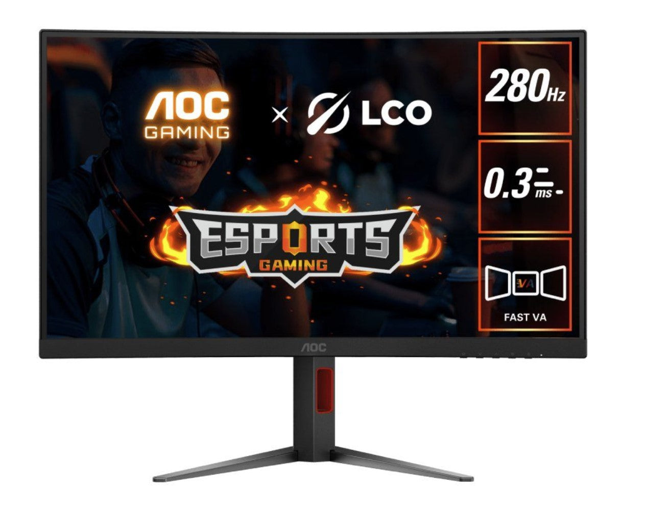 AOC 27' Curved 0.3ms 280Hz,1920 x 1080 (FHD) , Adaptive Sync, HDR10, HDMI 2.0 x 1,DisplayPort 1.4 x 1, Height Adjust, Gaming Monitors 2025 (LS), C27G4Z