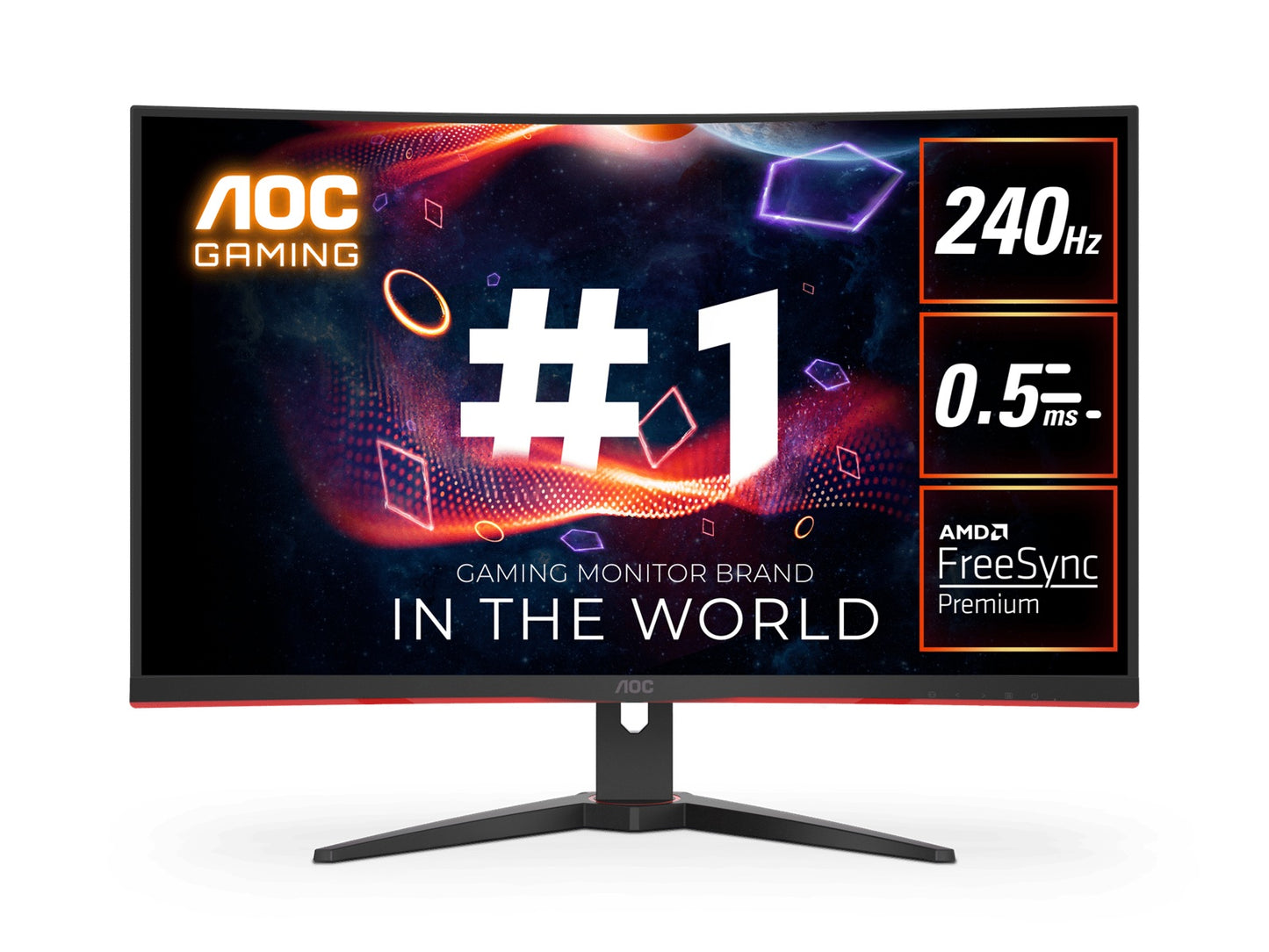 AOC 31.5' Curved Monitor (C32G2ZE) - FHD 240Hz VA, 0.5ms, 1500R curve, 123% sRGB, DP 1.2, HDMI 2.0, Delta E<2, tilt adjustable, 3000:1 contrast
