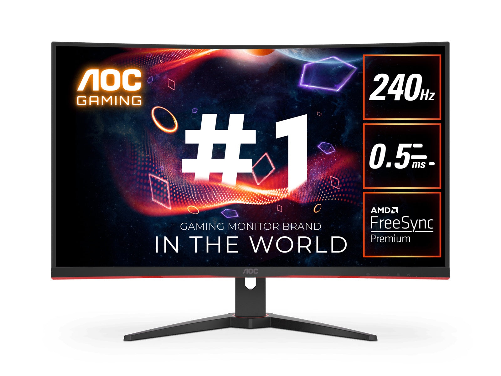 AOC 31.5' Curved Monitor (C32G2ZE) - FHD 240Hz VA, 0.5ms, 1500R curve, 123% sRGB, DP 1.2, HDMI 2.0, Delta E<2, tilt adjustable, 3000:1 contrast