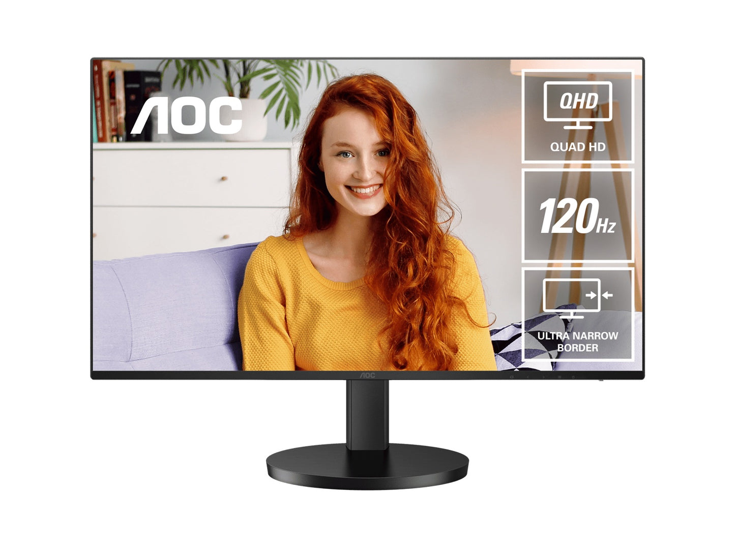 AOC 27' IPS Q27B3CF3: 2560x1440 @ 120Hz, 1ms MPRT, 350 nits, sRGB 116%, USB-C (65W), HDMI 2.0, USB hub, speakers, height-adjustable, VESA 100mm