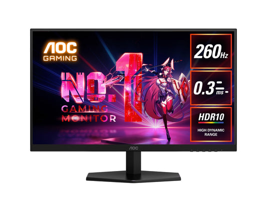 AOC 27' 260Hz Gaming Monitor : Fast IPS panel, 2560x1440 @ 260Hz, 0.3ms MPRT, 120% sRGB, 98.5% DCI-P3, 300 nits, DP & HDMI, tilt stand, Q27G42ZE