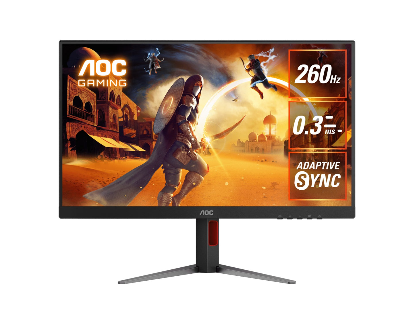 AOC 27' Gaming Monitor - QHD 260Hz (OC), 0.3ms MPRT, IPS panel, 118% sRGB, 1.07B colors, DP 1.4+DSC, HDMI 2.0, Delta E<2, fully adjustable stand (LS), Q27G4Z