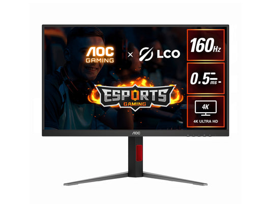 AOC 27' 4K Gaming Monitor - 160Hz 4K, 0.5ms MPRT, Fast IPS, 1.07B colors, HDR, Delta E<2, HDMI 2.1 & DP 1.4, tilt/swivel/height adjustable (LS), U27G42