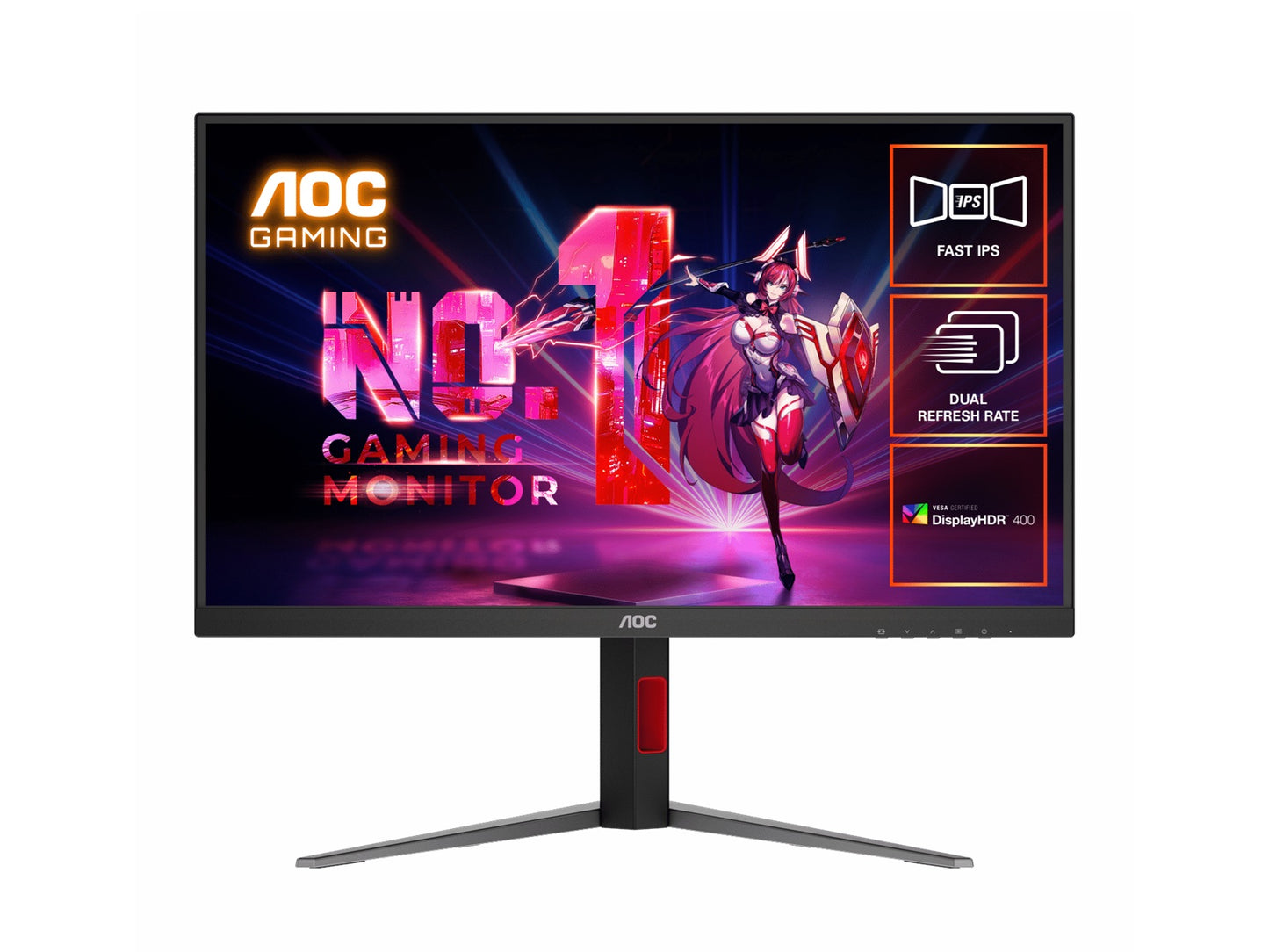 AOC 27' Fast IPS U27G4: 3840x2160@160Hz, 1920 x 1080 @ 320Hz, 0.5ms MPRT, HDR, sRGB 127%, DCI-P3 99%, HDMI 2.1, DP 1.4, ergonomic stand, VESA 100mm