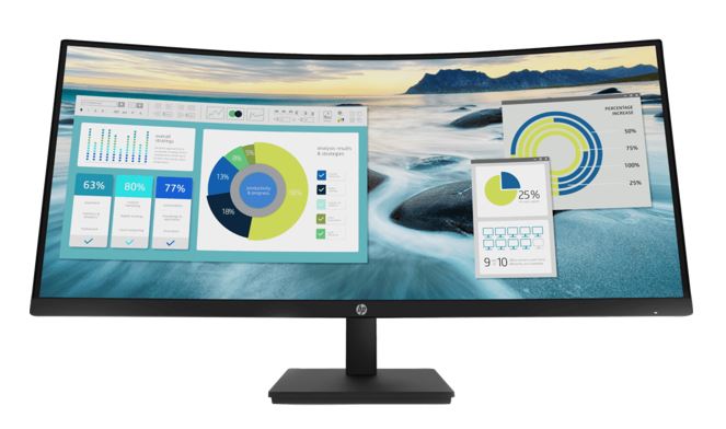 HP P34hc G4 34' WQHD 4K CURVED 21:9 3440x1440 Height Adjust Tilt USB-C (65W PD) DP HDMI Speakers USB 3yrs wty, 21Y56AA