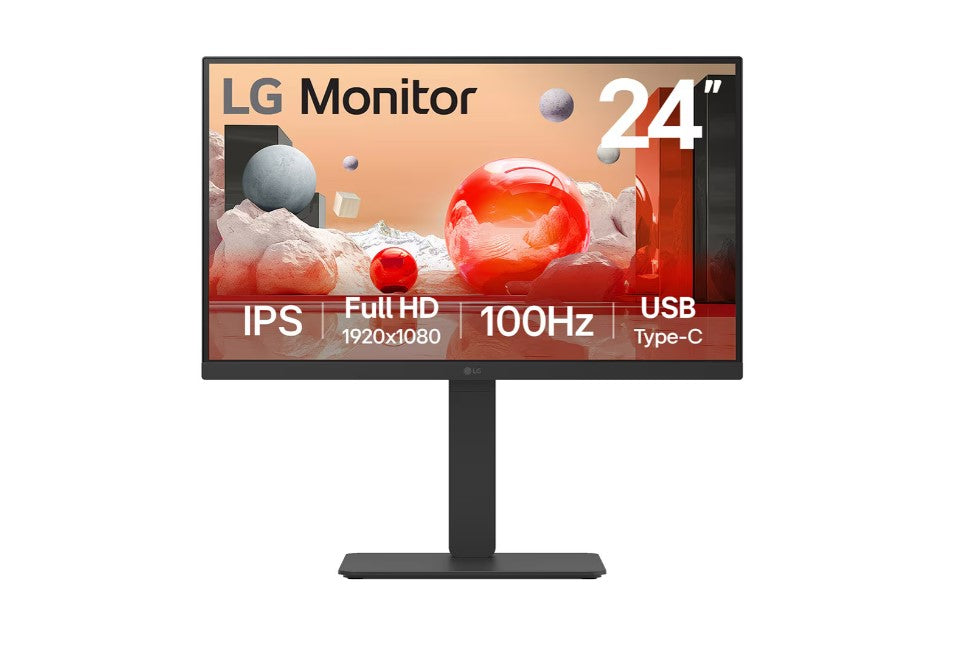 LG 24' FHD IPS Business FHD 1920x1080 16:9, USB Type-C , Height Adjustment Tilt Swivel Pivot VESA Display Port, HDMI, Speakers x 2, 3yrs Monitor, 24BA650-B