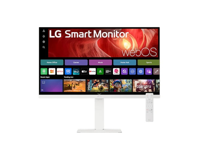 LG 27' 4K UHD IPS Smart Monitor with webOS, USB-C (65W PD), AirPlay 2, Bluetooth, DCI-P3 90%, Magic Remote support, and full ergonomic stand, 27U730SA-W