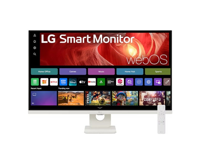LG 31.5' 4K UHD Smart Monitor with webOS, USB-C PD 65W, AirPlay 2, Screen Share, Bluetooth, Magic Remote support, and tilt adjustable stand, 32U721SA-W
