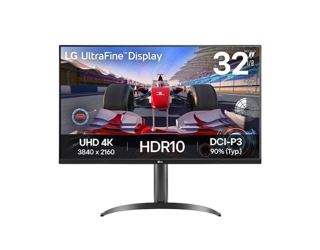 LG 31.5' UltraFine 4K Monitor with HDR10, DCI-P3 90%, MaxxAudio speakers, Dynamic Action Sync, and tilt/height/pivot adjustable stand, 32UR550K-B
