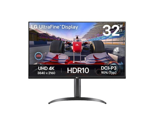 LG 31.5' UltraFine 4K Monitor with HDR10, DCI-P3 90%, MaxxAudio speakers, Dynamic Action Sync, and tilt/height/pivot adjustable stand, 32UR550K-B