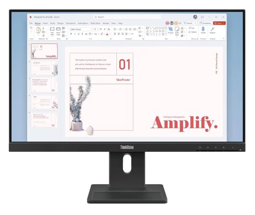LENOVO ThinkVision E24-40 23.8'/24' 100Hz FHD IPS Monitor 1920x1080 16:9 4ms Height Adjust Tilt Pivot Swivel HDMI DP VGA Speakers VESA ~63EDMAR2AU, 64BAMAR1AU