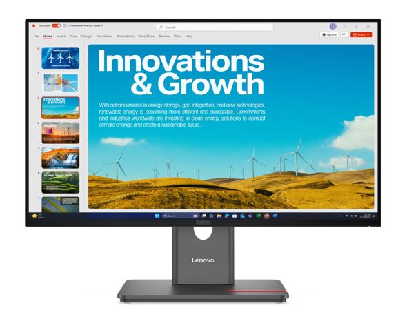 Lenovo ThinkVision P24qd-40 23.8' 24' 24' QHD IPS Monitor 2K 2560x1440 16:9 Height Adjustable Tilt Swivel Pivot HDMI USB-C DP1.4 4xUSB3.2 Hub LAN 3yr, 64B1GAR1AU