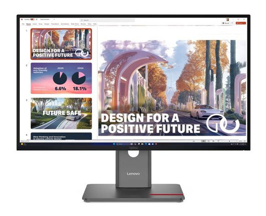 LENOVO ThinkVision P27QD-40 27' QHD Monitor IPS 2560x1440 16:9 Height Adjustable Tilt Swivel Pivot Daisy Chain 140W PD DP HDMI USB-C Hub LAN VESA, 64B3GAR2AU