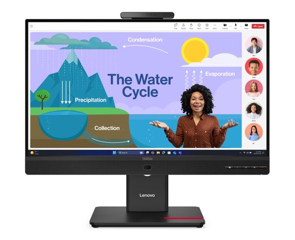 LENOVO ThinkVision T24D-4V 23.8'24' FHD IPS Monitor 1920x1080 16:9 Height Adjustable Tilt Swivel Pivot DP HDMI USB-C hub LAN Hub Webcam Speaker, 64B7UAR1AU