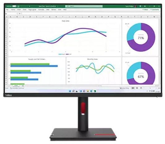 LENOVO ThinkVision T32H-30 31.5'/32' 60Hz QHD Monitor 2K 2560x1440 16:9 4ms IPS Height Adjustable Tilt Pivot Swivel HDMI DP USB-C RJ45 90W PD VESA 3y, 63D3GAR1AU