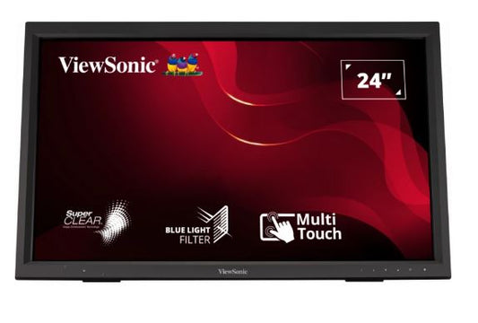 ViewSonic Commercial ViewSonic 24' TD2423 IR 10 Point Touch Advanced Ergonomics, Magnetic Pen Holder, 40 degrees Tilt, 7H Hardness VESA 100, Glove, Multi OS Touch Monitor
