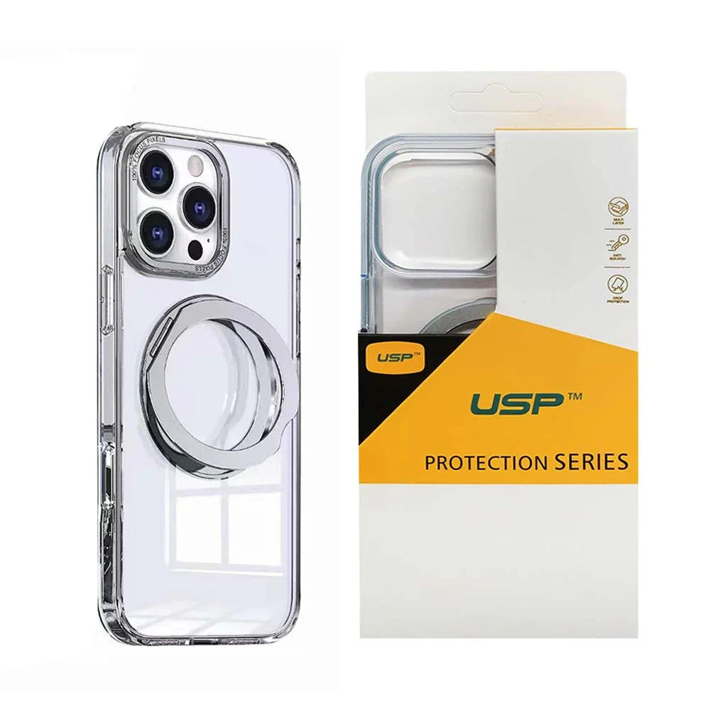 USP Apple iPhone 17 Pro Max (6.9') Clear Case with MagSafe - 360° Rotatable Ring-Stand,Scratch Resistant,Shockproof,3 Years Warranty