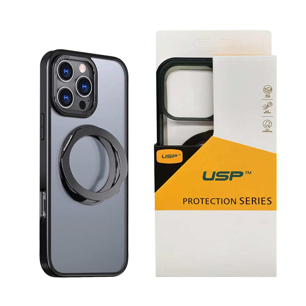 USP Apple iPhone 17 (6.3') ShockProof Case with MagSafe Black - 360° Rotatable Ring-Stand, Scratch Resistant, Robust Protection, 3 Years Warranty