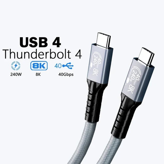 USP BoostUp Thunderbolt 4 USB-C to USB-C Cable (1.8M) Black -USB4 - 40Gbps,240W,8K (60Hz)/4K (144Hz), Fast Charge, Tablet, Phone, 2 Years Warranty, BT4CC18M