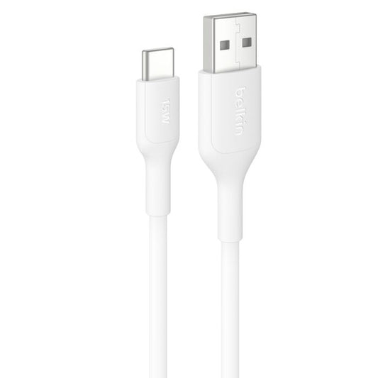 Belkin BoostCharge USB-C to USB-A Cable (1M) - White (CAB021fq1MWH), 3A/15W, 480Mbps, 300K+ Bends, Apple, Samsung, USB-IF Certified, 2 Years Warranty